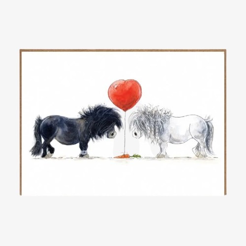 Trouwkaart Pony Nut Hartjes Ballon