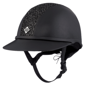 Charles Owen Cap SP8 Plus Leather-look Sparkly Black