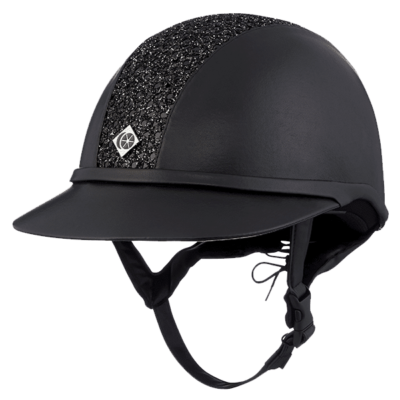 Charles Owen Cap SP8 Plus Leather-look Sparkly Black