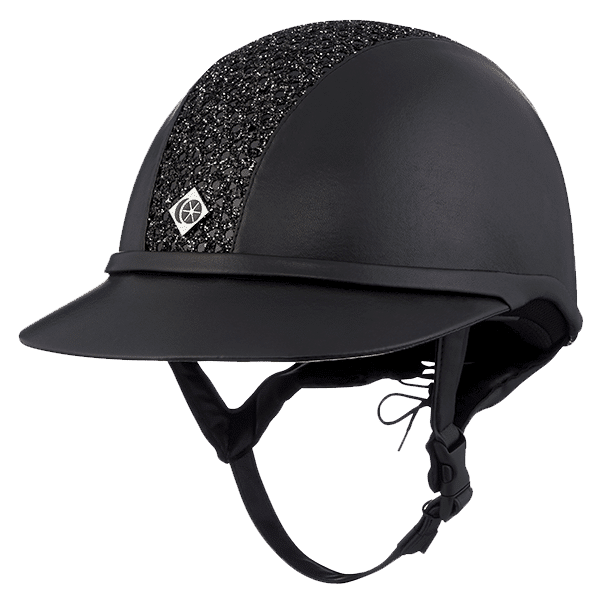 Charles Owen Cap SP8 Plus Leather-look Sparkly Black