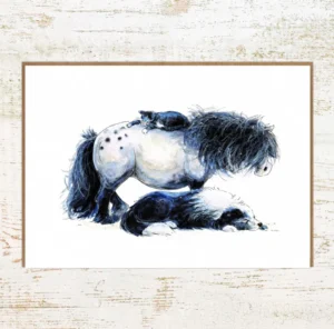 Wenskaart Pony Nut - H-appy pony kat en hond