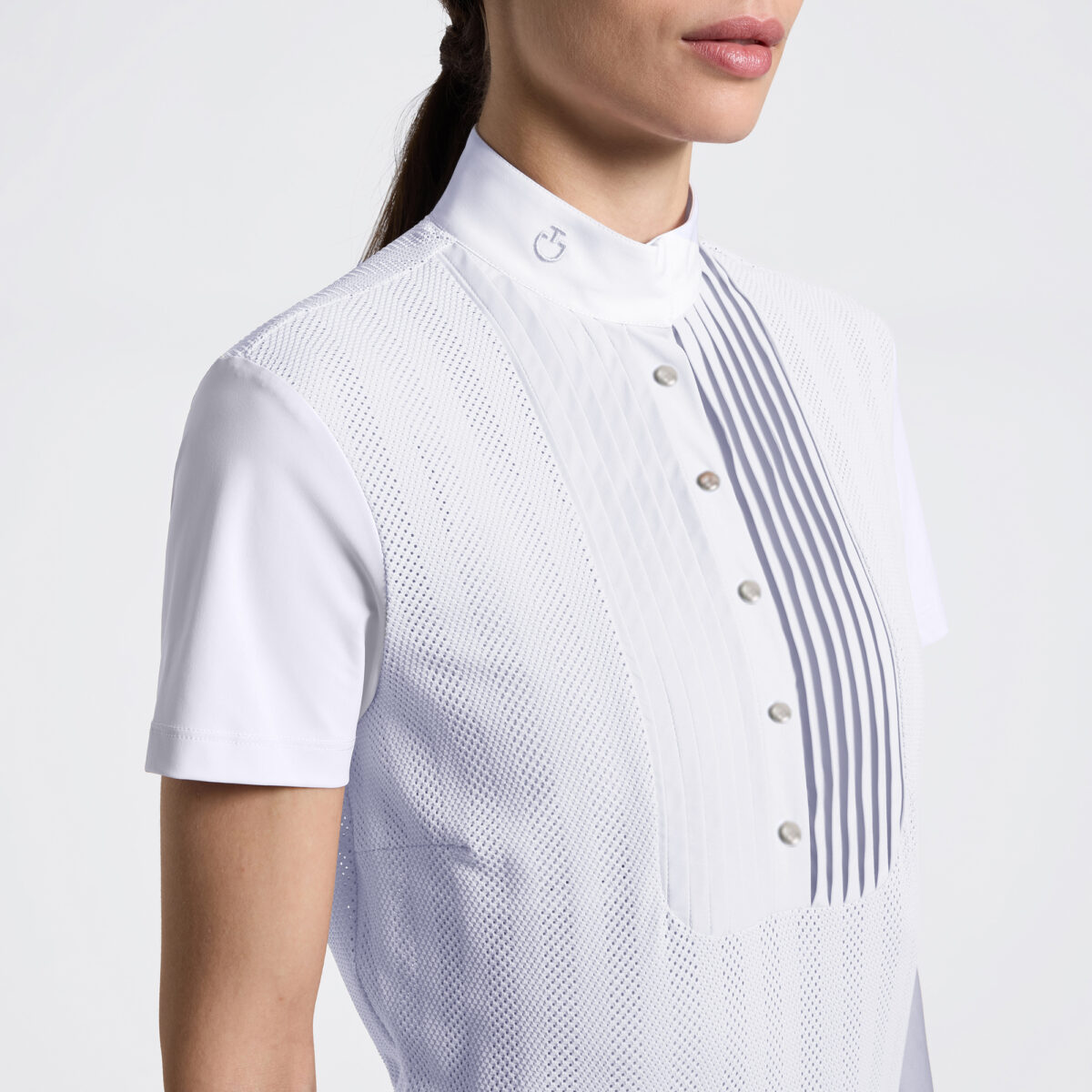 Cavalleria Toscana wedstrijdshirt Jacquard Jersey SS White 0001 Dames