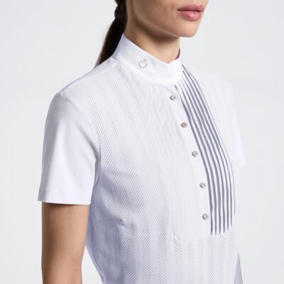 Cavalleria Toscana wedstrijdshirt Jacquard Jersey SS White 0001 Dames