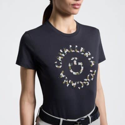 Cavalleria Toscana T-Shirt Floral Embroidery Charcoal 7Q00 Dames