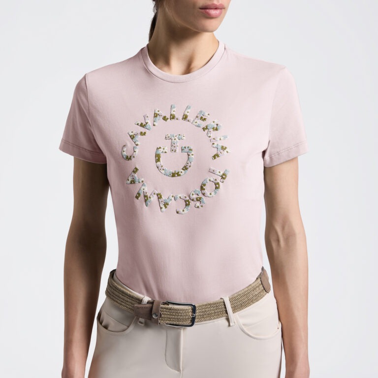Cavalleria Toscana T-Shirt Floral Embroidery Violet Ice 2M00