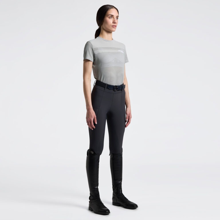 Cavalleria Toscana T-Shirt Perforated Insert SS 5T00 Belgian Block Dames