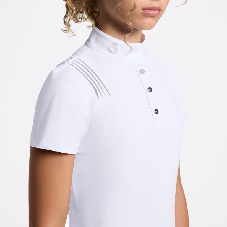 Cavalleria Toscana Westrijdshirt Jersey Pleated SS 0001 White Meisjes
