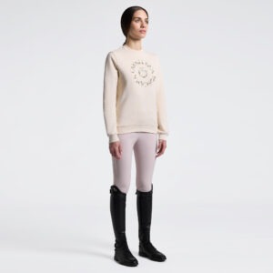 Cavalleria Toscana Sweatshirt Beige/White Cotton Floral Embroidery Crew Neck