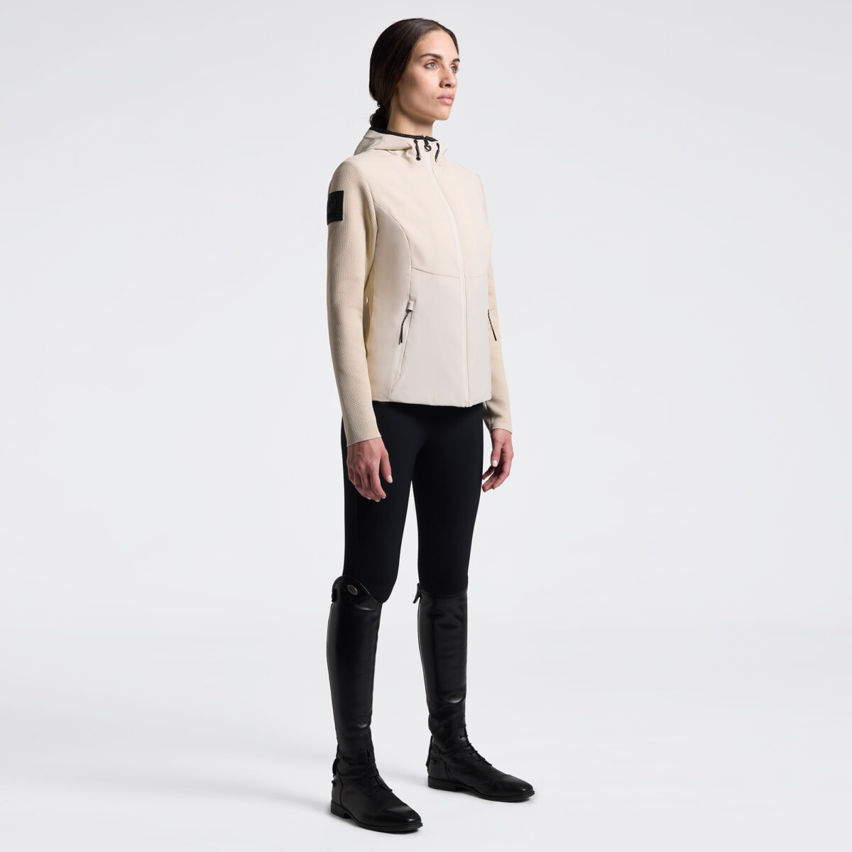 Cavalleria Toscana Jas Hybrid Lightweigh Tech Knit Hooded Beige/White