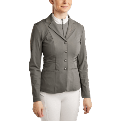 Montar Wedstrijdjasje Pearl Grey Pintucks and Gun Metal crystals