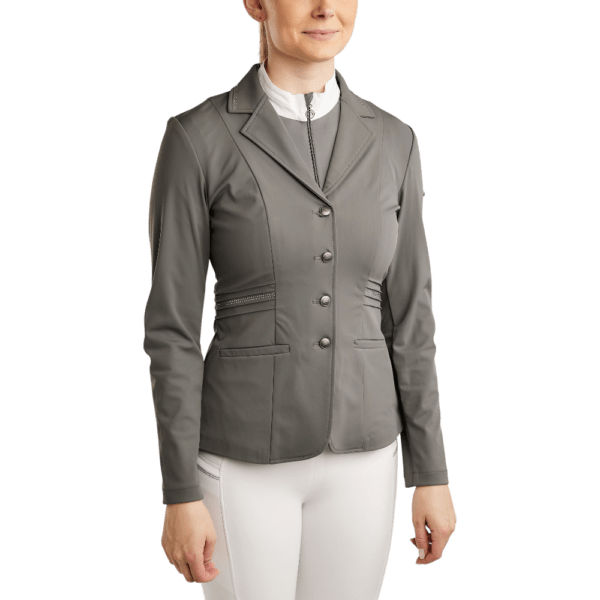 Montar Wedstrijdjasje Pearl Grey Pintucks and Gun Metal crystals