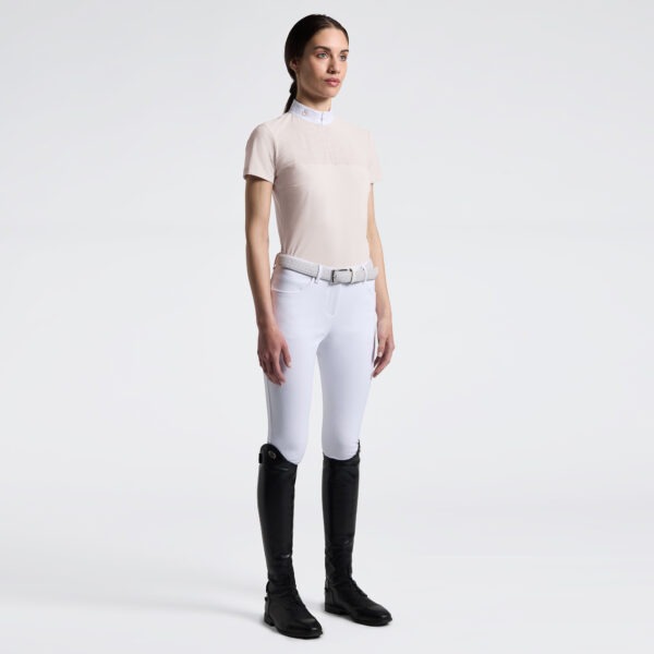 Cavalleria Toscana Wedstrijdshirt Perforated Jersey Inserts S/S 1E00 Beige/White Dames