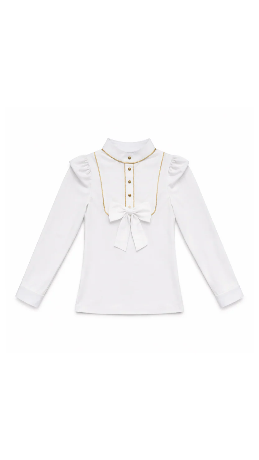 Valentina Equestrian Wedstrijdshirt LS Wit meisjes
