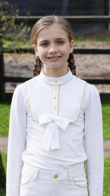 Valentina Equestrian Wedstrijdshirt LS Wit meisjes