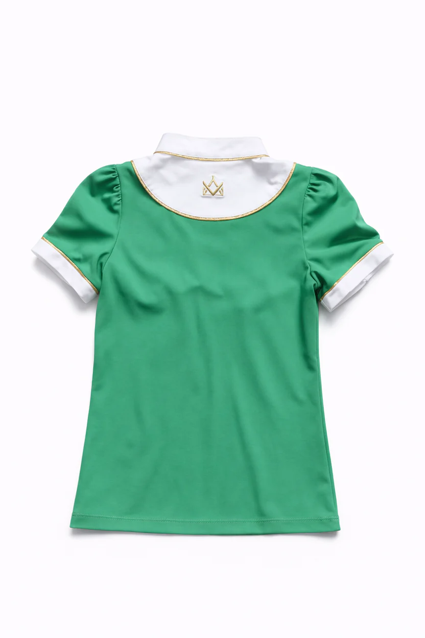 Valentina Equestrian Wedstrijdshirt SS Groen meisjes - Afbeelding 3