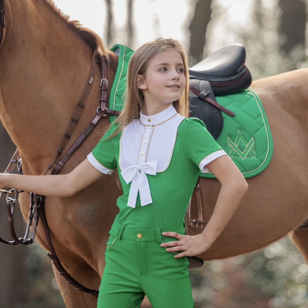 Valentina Equestrian Wedstrijdshirt SS Groen meisjes