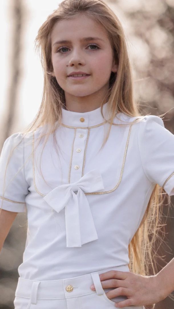 Valentina Equestrian Wedstrijdshirt SS Wit meisjes