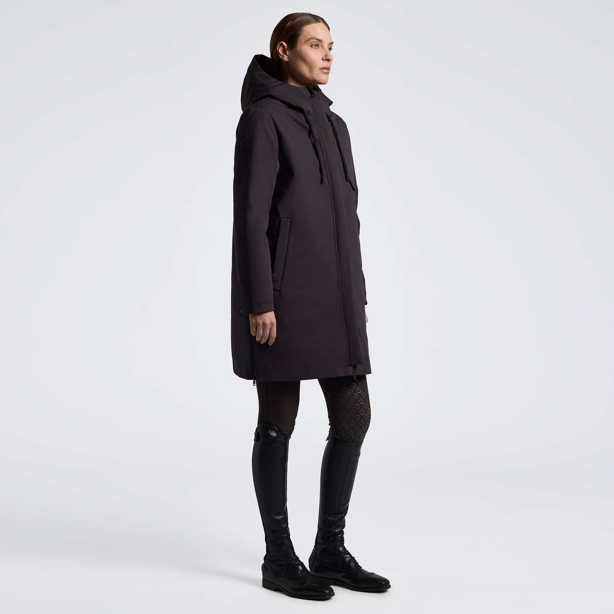 Cavalleria Toscana CT Hooded Down Filled Long Nylon Parka Espresso Dames