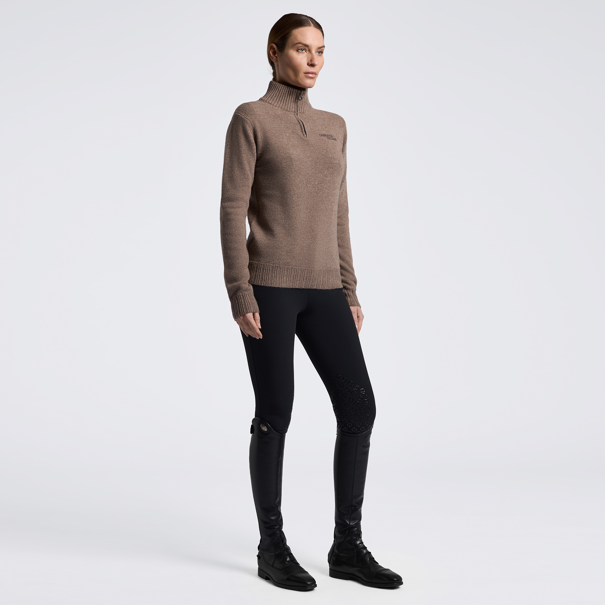 Cavalleria Toscana Pure Wool Half Zip Turtleneck Sweater Dames