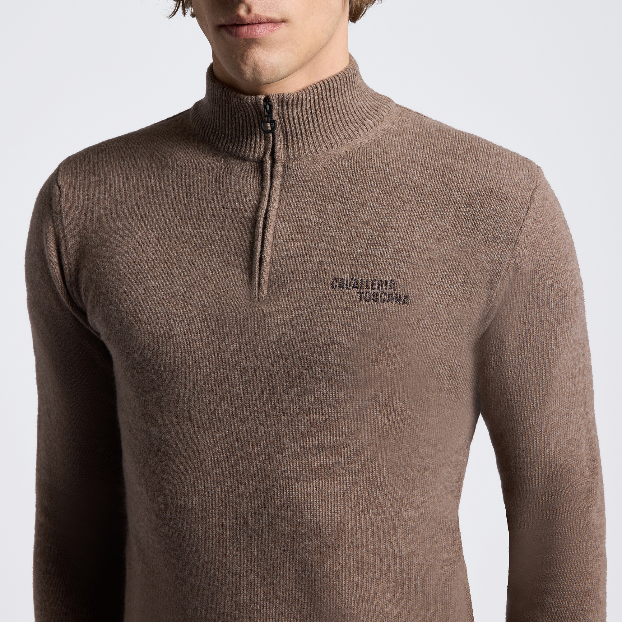 Cavalleria Toscana Pure Wool Half Zip Turtleneck Sweater Heren