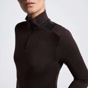 Cavalleria Toscana L/S Tech Wool Half Zip Training Polo Espresso
