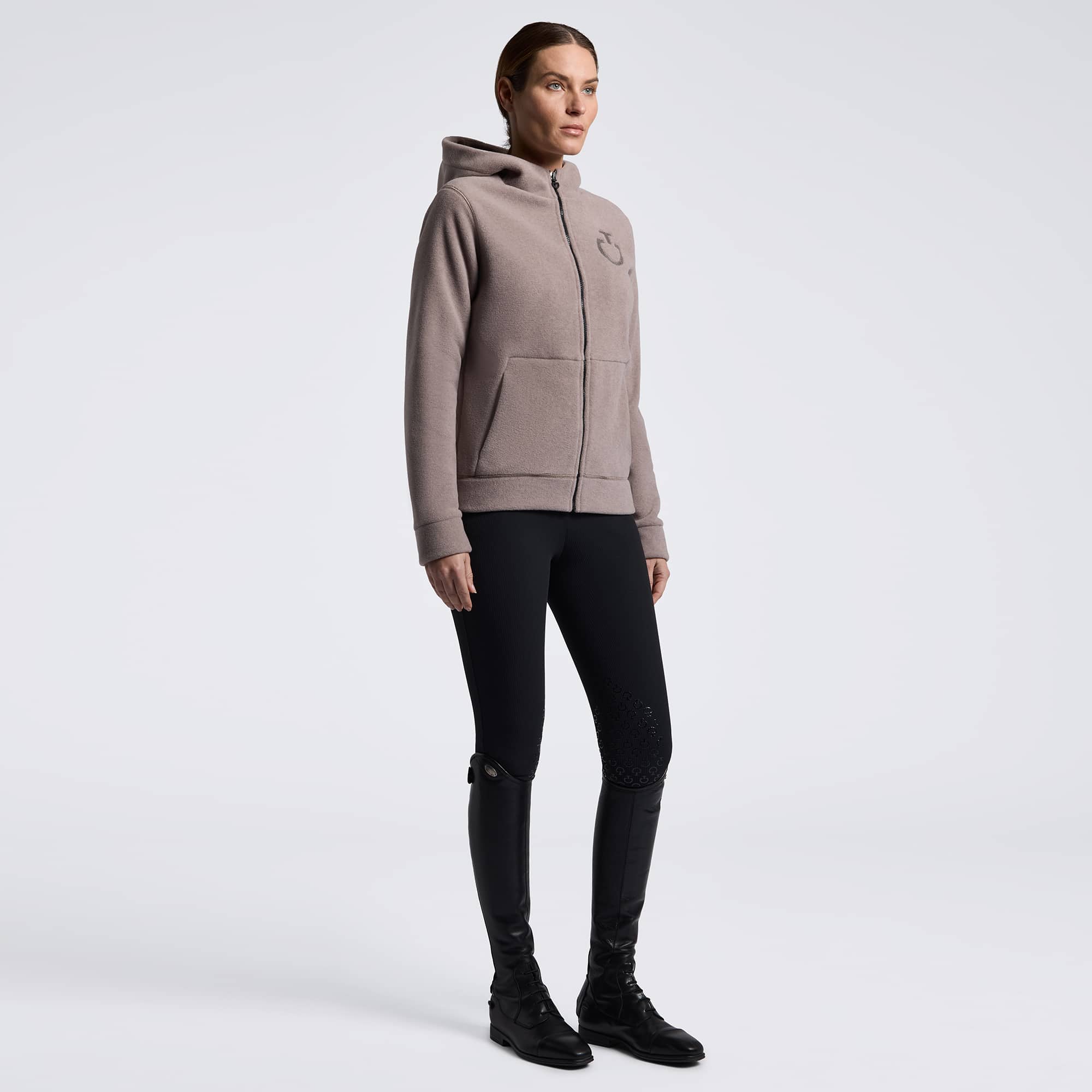 Cavalleria Toscana Fleece Zip Hoodie Cipria Dames