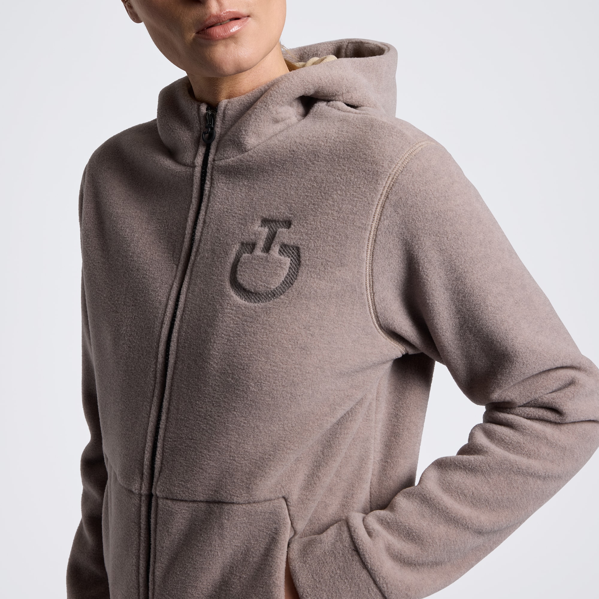 Cavalleria Toscana Fleece Zip Hoodie Cipria Dames