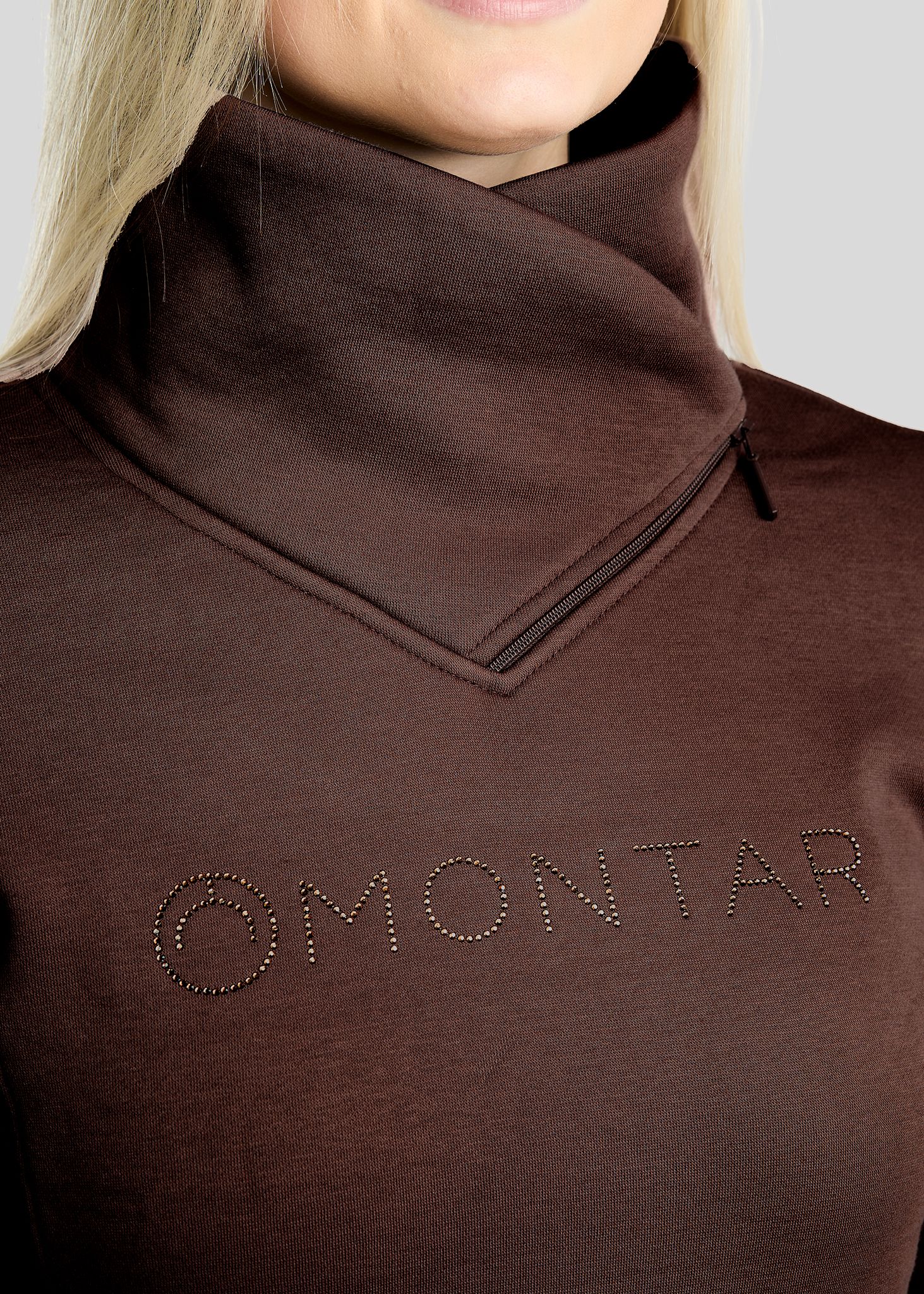 MoNaja Sweatshirt w. High Collar and Golden Quartz Crystals Black Peony
