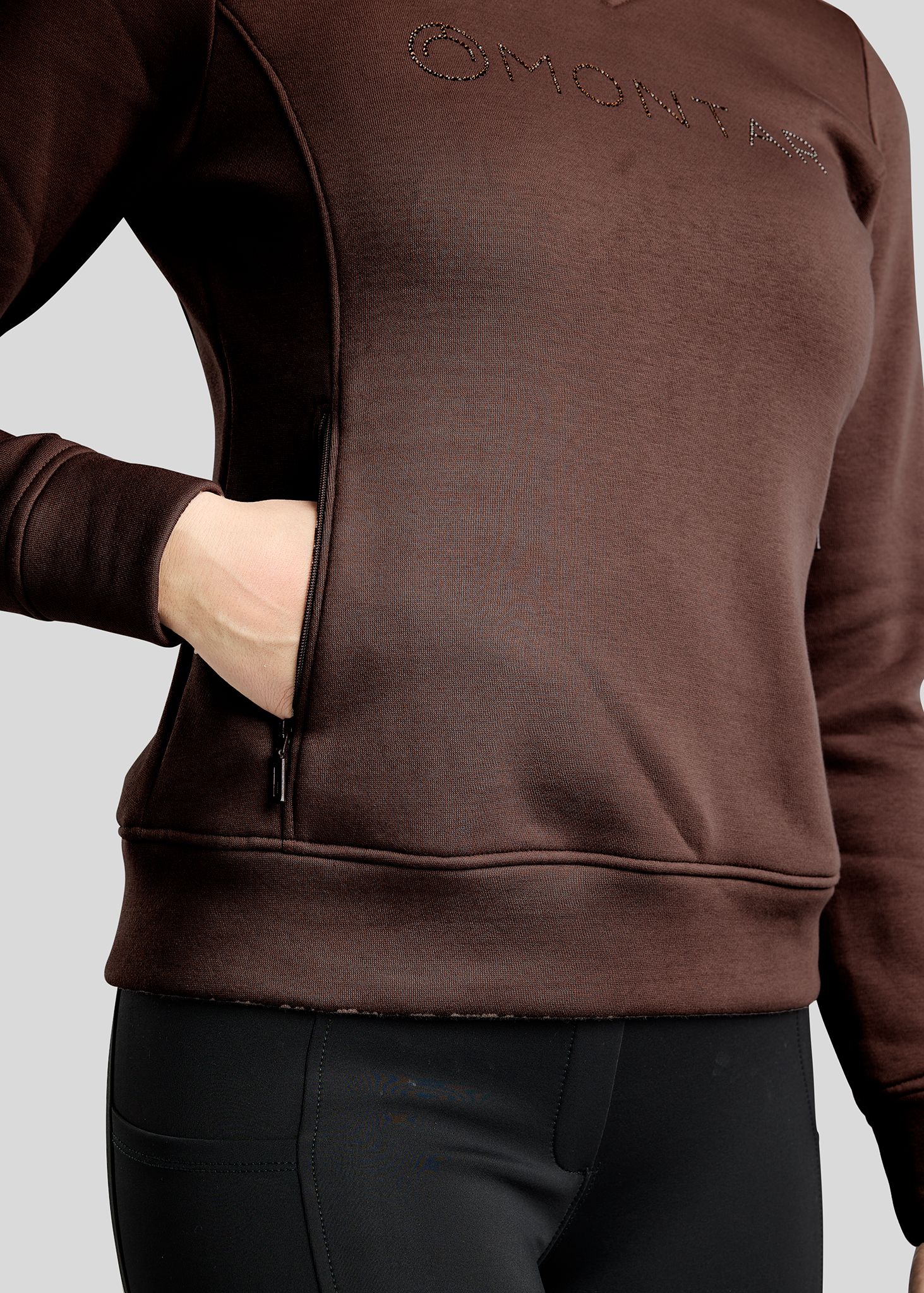 MoNaja Sweatshirt w. High Collar and Golden Quartz Crystals Black Peony